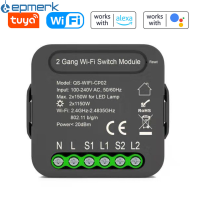 [electronicshop]QS-W-IFI-CP02 Tuya W-IFi อัจฉริยะโมดูลสวิตช์อัจฉริยะเครื่องใช้ไฟฟ้าในบ้านโมดูลการแปลง2แสงโมดูลสวิทช์โทรศัพท์มือถือ APP รีโมทควบคุมเข้ากันได้กับ Alexa G-Google Voice Control