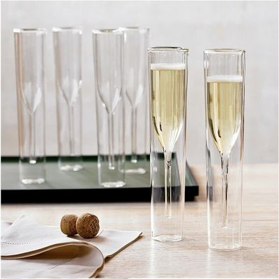 Champagne Glass Double Wall Glasses Flutes Goblet Bubble Wine Tulip Cocktail Wedding Party Cup Toast Bodum Thule Glasses Cup