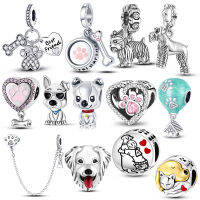 สุนัขสัตว์เลี้ยง Charms เงินสเตอร์ลิง 925 Doggy Paw French Bulldog กระดูกลูกปัดพอดีกับสร้อยข้อมือ Pandora DIY เครื่องประดับ Fine-Souyine