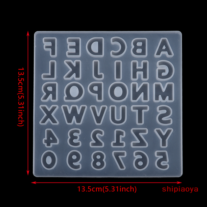 shipiaoya-คริสตัลอีพ็อกซี่เรซิ่นแม่พิมพ์โปร่งใสพิมพ์เค้กซิลิโคนตัวอักษรตัวเลขขนาดใหญ่