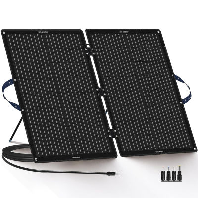 ECO-WORTHY 100W Portable Solar Panel, Foldable Solar Panel Kit with Adjustable Kickstand for Power Station Camping RV Travel Trailer 100 Watts