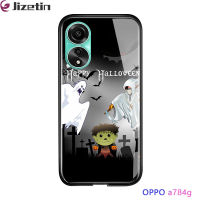 Jizetin การ์ตูนกันกระแทกสำหรับ OPPO A78 4G เคสเครื่องประดับโทรศัพท์ปาร์ตี้ฮาโลวีนแบบกอธิคเคสกระจกเทมเปอร์ฝาครอบป้องกัน