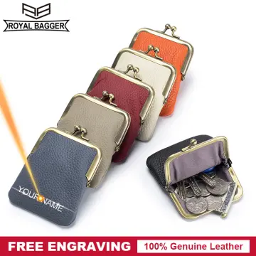 Engrave Logo Genuine Leather Key Holder Card Holder Bag Wallet