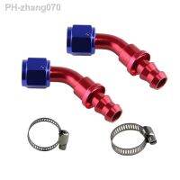 2PCS 8AN 3/4 quot;-16 45 Degree Andoized Aluminum Push Lock/Push On Hose End for Fuel Oil Coolant Air Black/Red