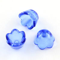 100-200pc Pink Dyed Transparent Acrylic Flower Beads about 10mm wide 6mm thick hole: 1.5mm