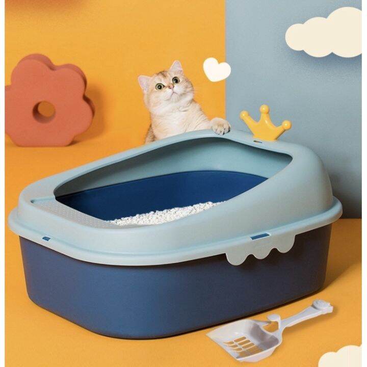 [SG Stock] Cat litter box crown 👑 Large Small size open toilet PP