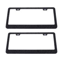 2Pcs Women Bling Easy Install Exterior Accessories Cool Gift Attractive Glitter Rhinestone Car License Plate Frame With Screws