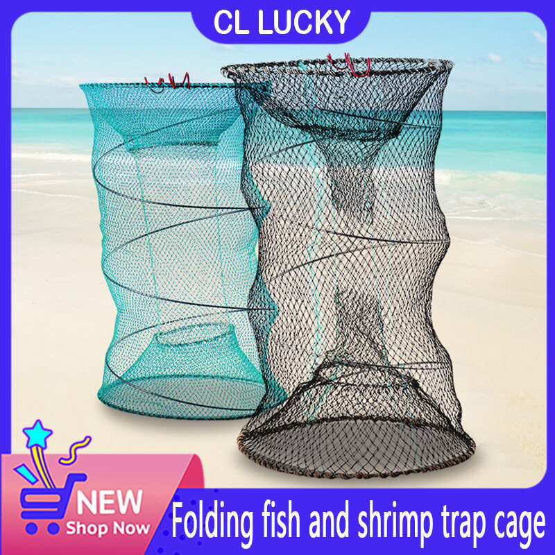 Lobsters Collapsible Fish Trap with Thick Wire Shrimp Minnow Eels Black