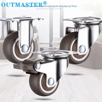 1/1.25/1.5/2 Inch 4 Pack Low Profile Casters Wheels Soft Rubber Swivel Caster with 360 Degree Top Plate Brake 8 Types