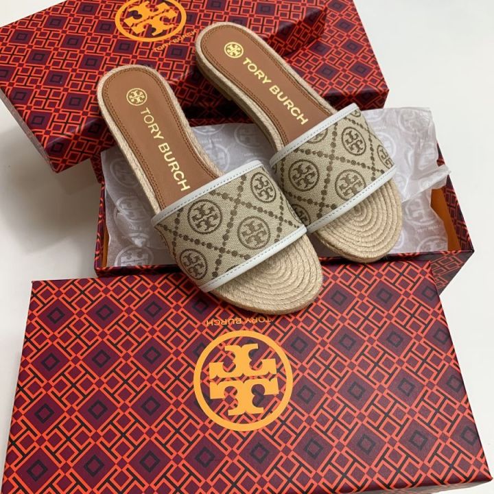 2023-new-tb-shoes-tory-burch-slippers-summer-new-open-toe-flat-slippers