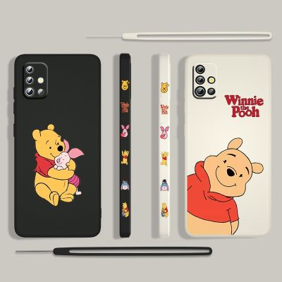 （cold noodles）   Winnie The Pooh Disney Bear สำหรับ Samsung Galaxy A73 A53 A33 A52 A32 A22 A71 A51 A21S A03S A50 4G 5G Liquid ซ้ายเชือกโทรศัพท์กรณี
