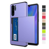 Armor Slide Card Slots Holder Cover On The For Huawei P30 Pro P 30 Case Capa Coque Funda