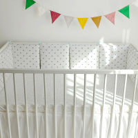 6pcset Crib Protection Pad Square Bed Surrounding Crib Decoration Printed Pillow Bed Circumference Bumper Baby Crib Bedding Set