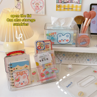 Kawaii Desktop Storage Box Transparent Cosmetic Organizing Box Acrylic Tissue Box Cute Student Dormitory Sundries Storage Box