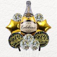 【DT】hot！ 10pcs Ouro Garrafa Foil Balões com Látex Balão De Vinho Globos Aniversário Decorações Do Partido