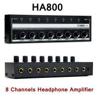 HA800 Stereo Headphone Amplifier 8 Channels Audio Interface Ultra Low-Noise Sound Mixer Recording Studio Monitor for Guitar Bass