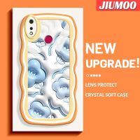 เคส JIUMOO สำหรับ Realme 3 Pro เคส3i Realme แฟชั่น3D สีน้ำเงินลายคลื่นดอกไม้แบบนิ่มดั้งเดิมเคสโทรศัพท์ลวดลายขอบซิลิโคนน้ำแบบดั้งเดิมเคสป้องกันกล้องเลนส์คลุมทั้งหมดเคสฝาหลังกรอบเคสนิ่ม