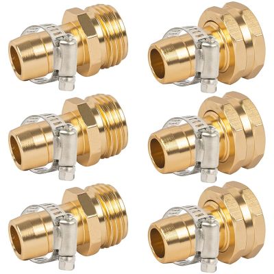3Sets Garden Hose Repair Connector,Claps Female&amp;Male Garden Hose Fittings for 3/4in &amp; 5/8in Metal Garden Hose Repair Kit