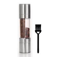 QTCF-Pepper Grinder 2 In 1 With A Brush   Stainless Steel Manual Salt Pepper Mill Grinder  Seasoning Grinding For Cooking Restaurants