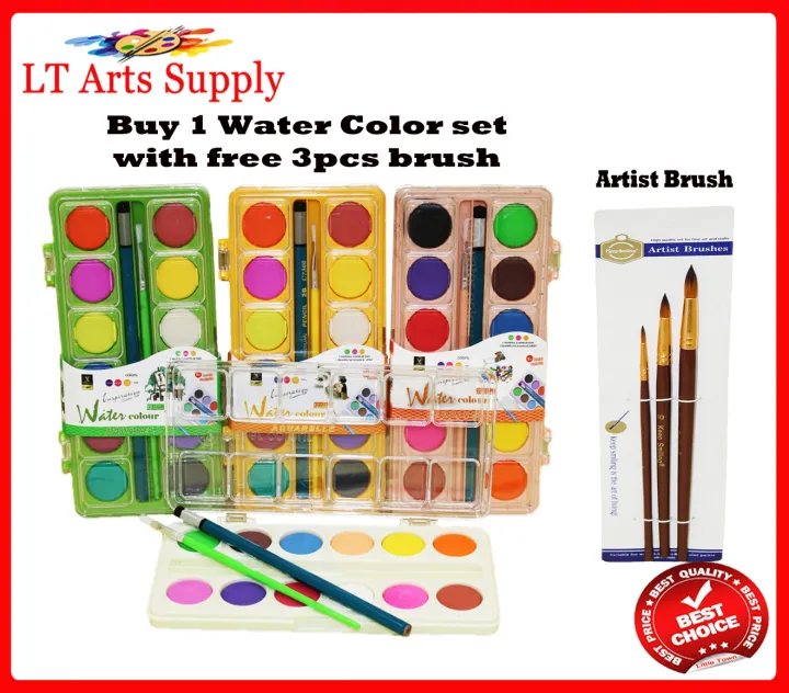 Yipinxuan Watercolor paint 12colors free 3pcs brush set Lazada PH