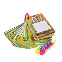 PERSIENT Abc learning หนังสือระบายสีน้ำ บัตรแฟลชตัวอักษร ใช้ซ้ำได้ สมุดระบายสีไร้ระเบียบ การเดินทางการเดินทาง การรับรู้สี หนังสือภาพวาดน้ำ เด็กวัยหัดเดิน