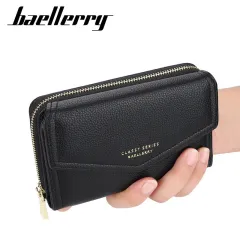 BAELLERRY High Quality Women’s Multi-functional Long Zipper Wallet Pink