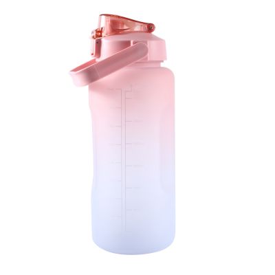 2L Capacity Sports Water Cup Outdoor Water Cup Household Water Cup with Straw and Handle with Time Stamp