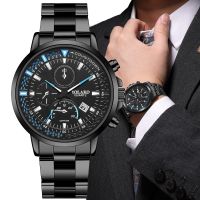 Fashion Mens Brand Minimalist Three Eye Calendar Male Quartz Watch Leisure Stainless Steel Strap Clock Gift Wristwatches