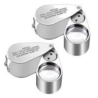 2 Pack Delixike Pocket Folding แว่นขยายเครื่องตรวจจับเงินพร้อมไฟ LED