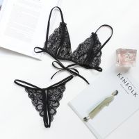 Feedback Model Bikini Sexy Lingerie Set Lace-Up Couple Game Three-Point Bra Set 【SEP】