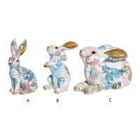 Creative Rabbit Statue Resin Bunny Sculpture Animal Statue Home Garden Decorative Art Ornaments Girl Cute Home Ornaments