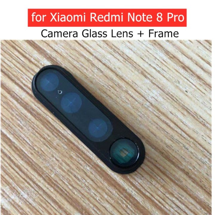 สำหรับ Xiaomi Redmi Note 8 Pro เลนส์กระจกกล้องด้านหลังพร้อมที่ยึดเฟรมอะไหล่ซ่อมใช้แทนกาว3ม.