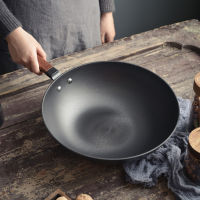 Wok Pan with Lid, 32cm/34cm Carbon Steel Wok, Nonstick Woks and Stir-fry Pans, No Chemical Coated Flat Bottom Chinese Wok for Induction, Electric, Gas Stove, All Stoves