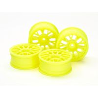 [ชุดแต่งรถบังคับ] TAMIYA 54850 OP.1850 Medium-Narrow Mesh Wheels (24mm Width, Offset +2) (Fluorescent Yellow) 4pcs. ชุดแต่งทามิย่าแท้ rc