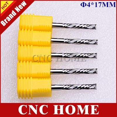 5pcs UP and DOWN Cut 4x17mm Double Flutes Spiral Carbide Mill เครื่องมือ เครื่องตัด CNC woodworking Router Compression Wood router Bits