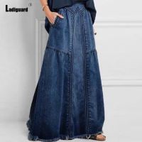 【CC】☇☇☁  Pockets Denim Skirts Clothing 2023 Fashion Short Jeans Mid Waist A-line Skirt Ladies Streetwear