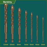 F8C503Y ก้านหกเหลี่ยม ดอกสว่านเจาะกระจกเซรามิก มัลติฟังก์ชั่ ไม้กางเขนแบบไขว้ ที่เปิดรู ทนทานต่อการใช้งาน เครื่องมือเจาะรู กระเบื้องเซรามิคเซรามิค