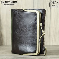 Smart King New RFID Clip Short Wallets For Women Genuine Cow Leather Casual Fashion Clutch Bag Multifunction Coin Purse Card Holders