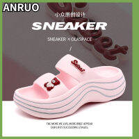 ANRUO รองเท้าคุณแม่ลำลองยกสูงรองเท้าแตะสำหรับผู้หญิงหนาพื้นรองเท้านักเรียนใหม่ฤดูร้อน