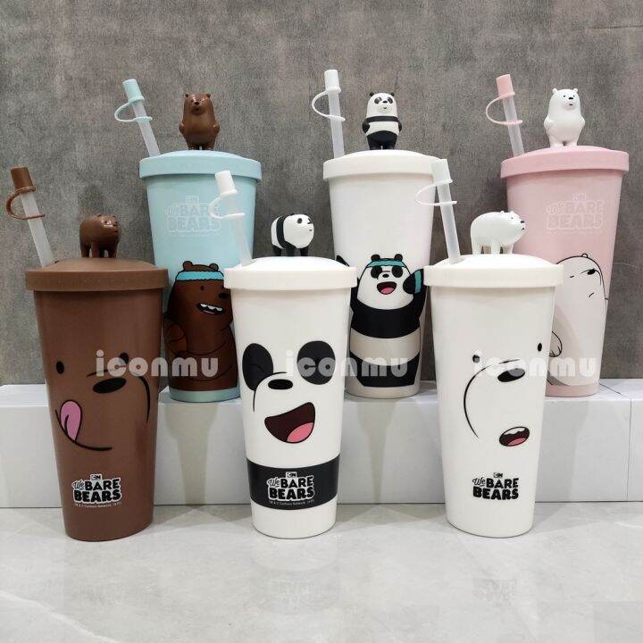 Miniso Tumbler Drinking Bottle With Straw We Bare Bears Character/WBB
