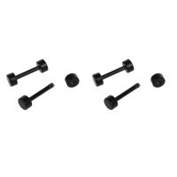 2 Pair of Mens Barbell Titanium Steel Ear Studs Earrings 3mm Black