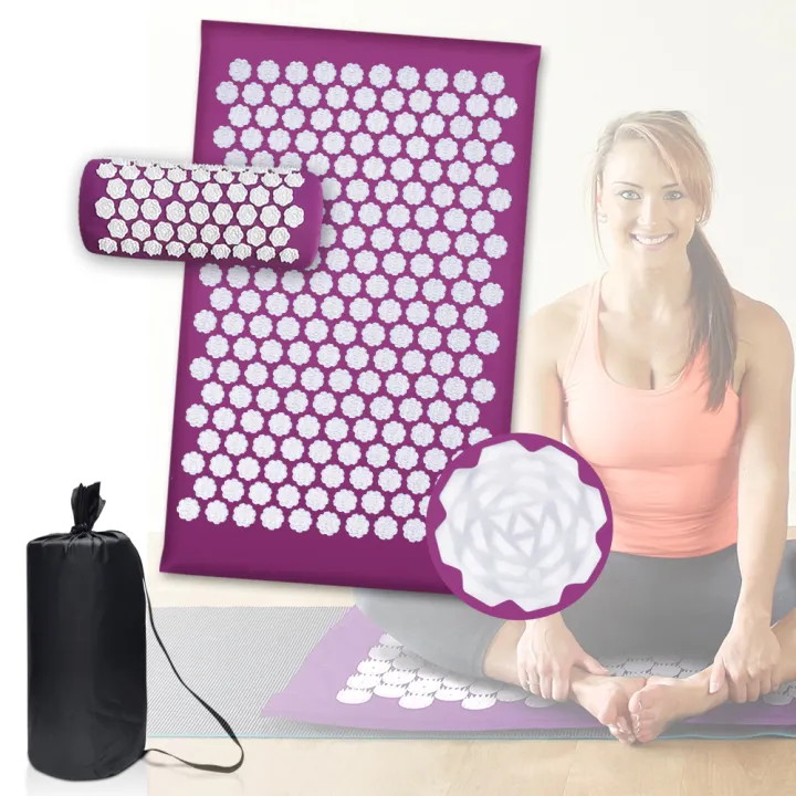 Pranamat โลตัสกดจุดแผ่นโยคะคอหมอนนวด Shakti เสื่อ ของ