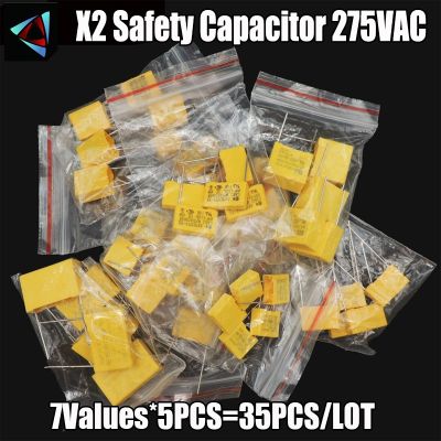 X2 Safety Capacitor 275VAC 2.2Uf 1Uf 0.33Uf  Assorted Kit 7Valuesx5Pcs 35Pcs