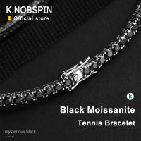 Knobsin สีดำ Moissanite สร้อยข้อมือเทนนิส925เงินสเตอร์ลิงชุบ18พันสร้อยข้อมือทองคำขาวสำหรับผู้หญิงผู้ชายฮิปฮอปพรรคเครื่องประดับ