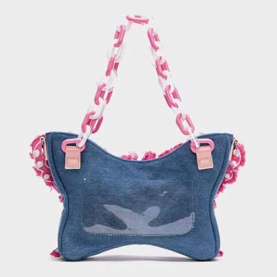 Creative Cowboy Butterfly Chain Shoulder Bag Crossbody Bag Dopamine Underarm Bag fashion versatile large capacity