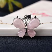 Natural Crystal Pendant Amethyst Rose Quartz Mineral Jewelry butterfly shape drop shape Ornaments For Women Reiki Jewelry Gift