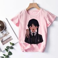 90s Pink Tshirt Wednesday Addams Children T-Shirt I Hate People Clothes Kid Girl Boy Nevermore Academy T Shirt Baby Casual Top