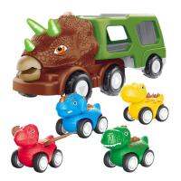 Dinosaur Toys Cars Toys Toddler with Flashing Lights and Music Dinosaur Truck for Kids with 4 Soft Rubber Dinosaur Car VehiclesCars Preschool Toys Gift for Birthday Childrens Day custody