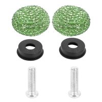 2Pcs/Set Premium Crystal Waterproof Rhinestones License Plate Frame Anti-Theft Screws Caps