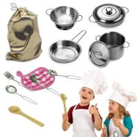 Kids Pots And Pans Playset Mini Stainless Steel Play Pots And Pans Toys for Kids 12pcs Cookware Pots And Pans Play Set with Cooking Kitchen Toy for Kids benchmark